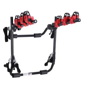 HOMCOM® Fahrradträger Fahrradheckträger für 3 Fahrräder Heckträger faltbar Metall + Kunststoff Schwarz + Rot