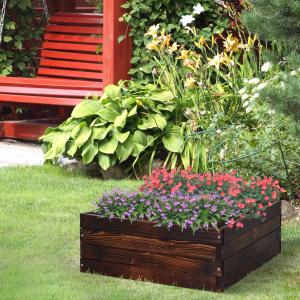 Outsunny® Hochbeet Pflanzkasten Gemüsebeet Kräuterbeet Massivholz Dunkelbraun