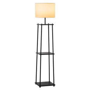 HOMCOM Staande lamp met plank vloerlamp lamp voet E27 polyester staal MDF