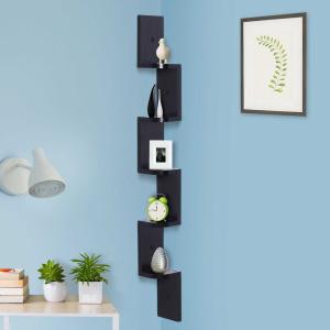 HOMCOM® Wandregal Eckregal Bücherregal schwarz