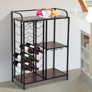 HOMCOM® Weinregal Weinschrank Weinständer 21 Flaschen 3 Staufächer