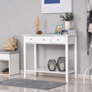 HOMCOM® Konsolentisch Beistelltisch mit 3 Schubladen Sideboard Eingang Massivholz