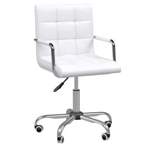 HOMCOM PU Leather Computer Chair, Adjustable Height-White