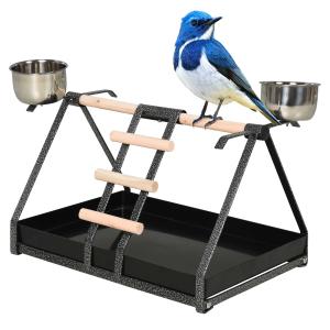 PawHut Birds Stainless Steel Feeder w/ Fir Wood Perch