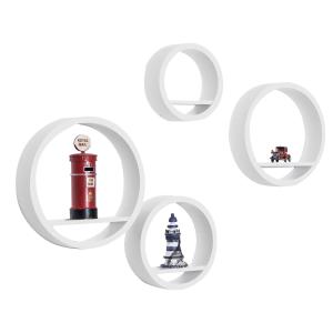Wandstelling rond 4-delig CD-rekken rekkenset hangend rek boekenrek decoratief wit
