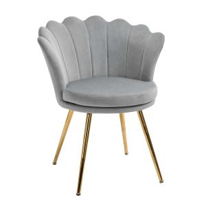 HOMCOM Accent Chair Modern Dining Chair Velvet-Touch Fabric Armchair with Gold Legs
