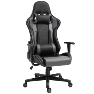 Vinsetto ergonomische bureaustoel, gaming stoel, draaistoel, kunstleer, schuimstof, MDF, zwart, 67,5 x 56 x 126-136 cm bureaustoel stoel kunstleer schuimstof MDF zwart | Aosom.de