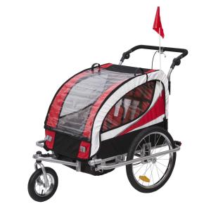 HOMCOM PRZYCZEPA DO ROWERU JOGGER 2w1 CZERWONO-CZARNA