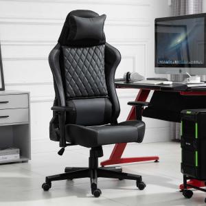 Ergonomiczne krzesło do gier, krzesło biurowe z funkcją przechylania, z regulacją wysokości, czarne