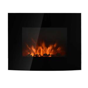 HOMCOM KOMINEK ELEKTRYCZNY LED ŚCIENNY 900/1800 W czarny