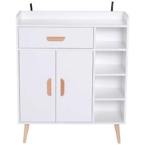 HOMCOM® REGAŁ STOJĄCY KOMODA DO PRZEDPOKOJU SZUFLADA MAKS. OBCIĄŻENIE 100 kg, drewno sosnowe biały 80 x 29,5 x 96 cm