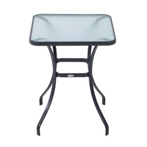 Outsunny STÓŁ OGRODOWY BISTRO SZKŁO HARTOWANE METAL 68,5x68,5cm czarny
