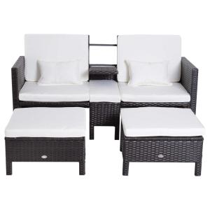 Outsunny® ZESTAW MEBLI RATTANOWYCH TYPU LOUNGE SOFA brązowy