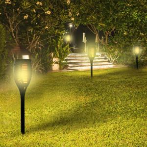 Outsunny Lampa solarna, Lampa ogrodowa, zestaw 4 szt., 6-8 h, wodoodporność IP44, tworzywo sztuczne, czarny, Ø12 x wys. 78 cm