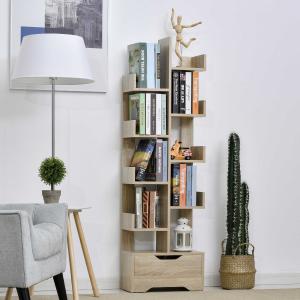Biblioteczka narożna z 10 półkami i szufladą Regał płyta wiórowa E1