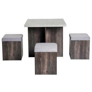 HOMCOM STÓŁ DO JADALNI W ZESTAWIE Z 4 HOKERAMI 80 X 80 CM szary