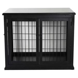 Pawhut® Klatka dla Psa do Domu 2 Drzwi Zwierzęta Domowe MDF Metal Czarna