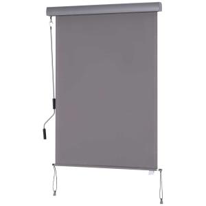 Roleta okienna z korbką ręczną montaż ścienny/dachowy UV50+ aluminium szary 100 x 140 m Outsunny
