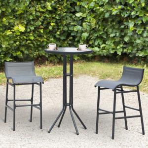 Outsunny® Meble Ogrodowe 3-częściowy Zestaw Stolik Barowy i 2 Hokery Szary