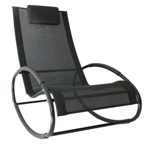 Fotel bujany leżak ogrodowy z zagłówkiem czarny do 120 kg 105 x 62 x 88 cm Outsunny