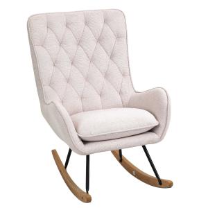 Fotel bujany Fotel relaksacyjny Fotel bujany stal lniana kremowa biel HOMCOM®