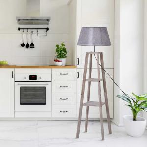 Lampa podłogowa z półką lampa podłogowa skandynawska lampa sosna naturalny szary