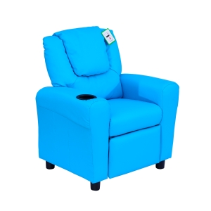Fotel dziecięcy HOMCOM mini fotel, sofa dla dzieci wiek 3-6 lat, funkcja leżaka, wbudowany uchwyt na kubek kolor niebieski, 62 x 56 x 69 cm