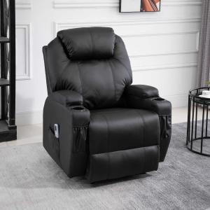 Sofa z masażem Fotel relaksacyjny Fotel TV Fotel z funkcją masażu i odchylania Czarny HOMCOM®