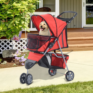 PawHut WÓZEK SPACEROWY DLA PSA KOTA TRANSPORTER czerwony