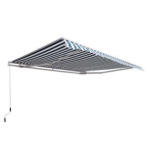 markiza aluminiowa markiza składana ochrona przeciwsłoneczna z korbką ręczną 3,5x2,5 m kolor zielony + biały