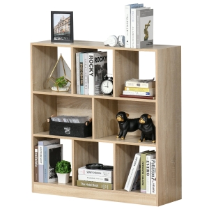 HOMCOM regał 3-poziomowy regał do przechowywania regał biurowy regał ekspozycyjny regał do domowego biura salon MDF naturalny 97,5 x 30 x 100 cm