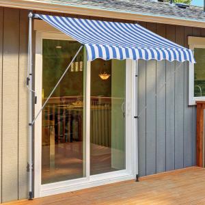 Markiza zaciskowa składana ochrona przeciwsłoneczna korbka ręczna balkon aluminium niebieski 2x1,5m Outsunny