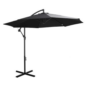 Parasol przeciwsłoneczny odpinany parasol na wysięgniku parasol na korbkę z korbką ręczną czarny