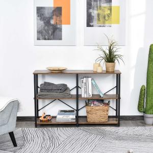 Homcom® Regał na Książki Stojący 3-poziomowy Styl Industrialny Płyta Wiórowa