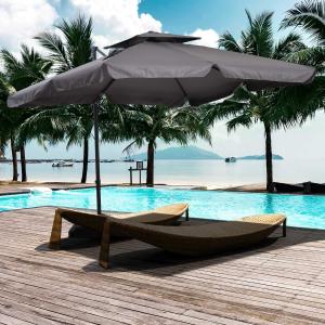 Parasol UV50+ parasol na wysięgniku podstawa i 4 obciążniki z pokrowcem ochronnym aluminium