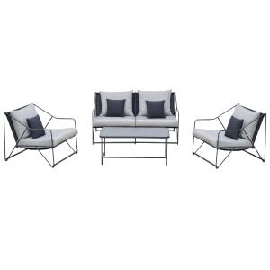 Outsunny® 4-tlg. Gartengarnitur Gartenliege Sitzgruppe mit Couchtisch Kissen Metall