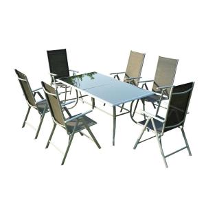 Outsunny MEBLE OGRODOWE ALUMINIOWE SKŁADANE 6 KRZESEŁ czarne