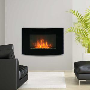 HOMCOM KOMINEK ELEKTRYCZNY LED ŚCIENNY 1000/2000W czarny