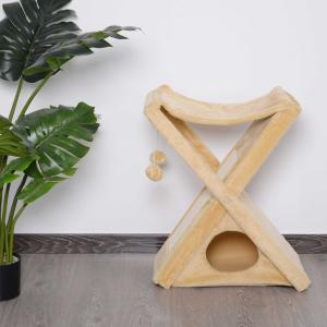 PawHut® DRAPAK DLA KOTA WIEŻA Z TUNELEM I HAMAKIEM sizal płyta wiórowa żółty 50 x 32 x 65 cm