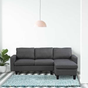 Narożnik sofa z tkaniny kanapa narożna z szezlongiem w kształcie litery L tkanina szara