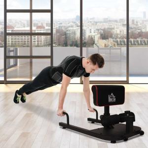 HOMCOM® ŁAWKA TRENINGOWA DO PRZYSIADÓW TRENING NÓG 3 W 1 Z REGULACJĄ NA KÓŁKACH DO 120 kg czarny
