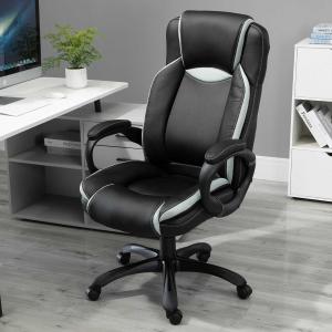 Ergonomiczne krzesło biurowe, fotel gamingowy, krzesło obrotowe, czarny biały