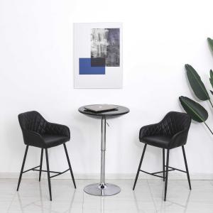 Stołki barowe zestaw 2 szt. Stołki bistro z podnóżkiem oparciem industrialny design PU
