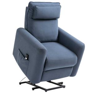 Fotel wypoczynkowy z funkcją wstawania Fotel TV z funkcją odchylania linen touch niebieski HOMCOM®