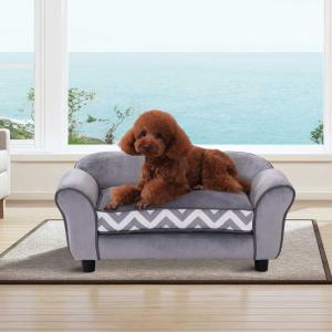 PawHut® Sofa dla Psa Łóżko Legowisko Zwierzęta Domowe Możliwość Prania Podwyższone Nóżki Aksamit Szary