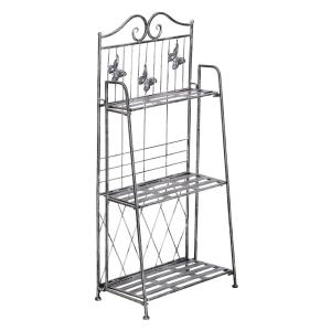 Regał na rośliny kwiaty stojak ogrodowy 3-poziomowy metal składany srebrny 44 x 25 x 96 cm Outsunny