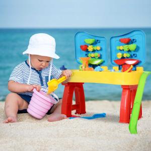 HOMCOM® Zabawka do Piasku dla Dzieci 31 Części Stolik Plaża od 3 Roku Życia PP Wielokolorowy