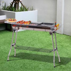 Outsunny® Grill Węglowy Piknikowy Stojący Składany Stal Szlachetna Srebrny