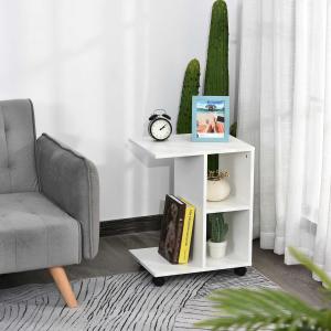 Stolik w kształcie litery C Stolik kawowy Stolik do kanapy Stolik z podstawą biały 45x35x58 cm