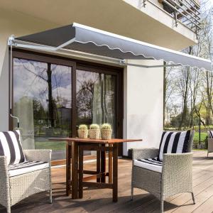 Markiza Markiza z aluminiowym ramieniem przegubowym Ochrona przed słońcem z korbką ręczną 3,5 x 2,5 m szary